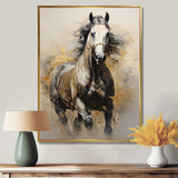 Beige Horse Golden Equestrian Pointillism - Animals Canvas Wall Art