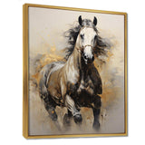 Beige Horse Golden Equestrian Pointillism - Animals Canvas Wall Art