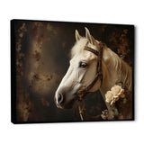 White Beige Horse Majestic Duality - Horse Large Canvas Wall Art