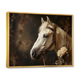 White Beige Horse Majestic Duality - Horse Large Canvas Wall Art