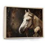 White Beige Horse Majestic Duality - Horse Large Canvas Wall Art