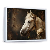White Beige Horse Majestic Duality - Horse Large Canvas Wall Art