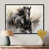 Grey Horse Majestic Monochrome Pointillism - Animals Canvas Wall Art