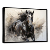 Grey Horse Majestic Monochrome Pointillism - Animals Canvas Wall Art