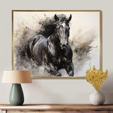 Grey Horse Majestic Monochrome Pointillism - Animals Canvas Wall Art