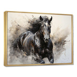 Grey Horse Majestic Monochrome Pointillism - Animals Canvas Wall Art