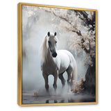 Grey Horse Mystical Encounter - Horse Canvas Wall Art