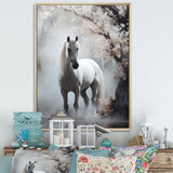 Grey Horse Mystical Encounter - Horse Canvas Wall Art