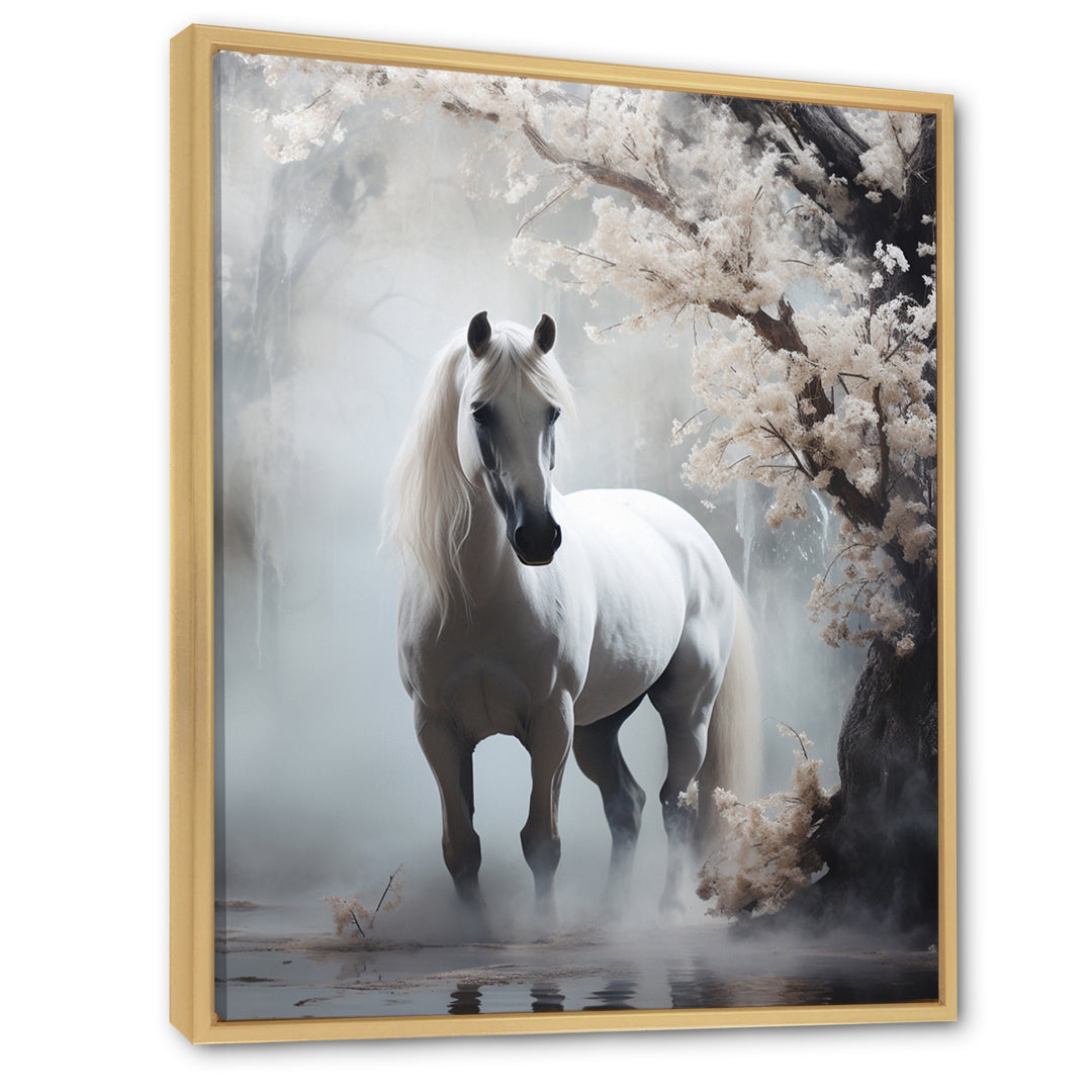 Grey Horse Mystical Encounter - Horse Canvas Wall Art