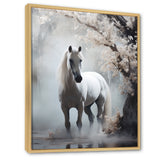 Grey Horse Mystical Encounter - Horse Canvas Wall Art