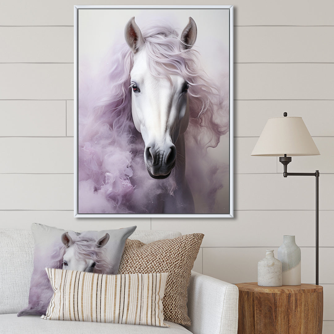 Pink White Horse Contours - Horse Wall Art Prints