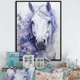 Purple White Horse Contours Pointillism - Horse Wall Art Prints