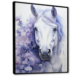 Purple White Horse Contours Pointillism - Horse Wall Art Prints