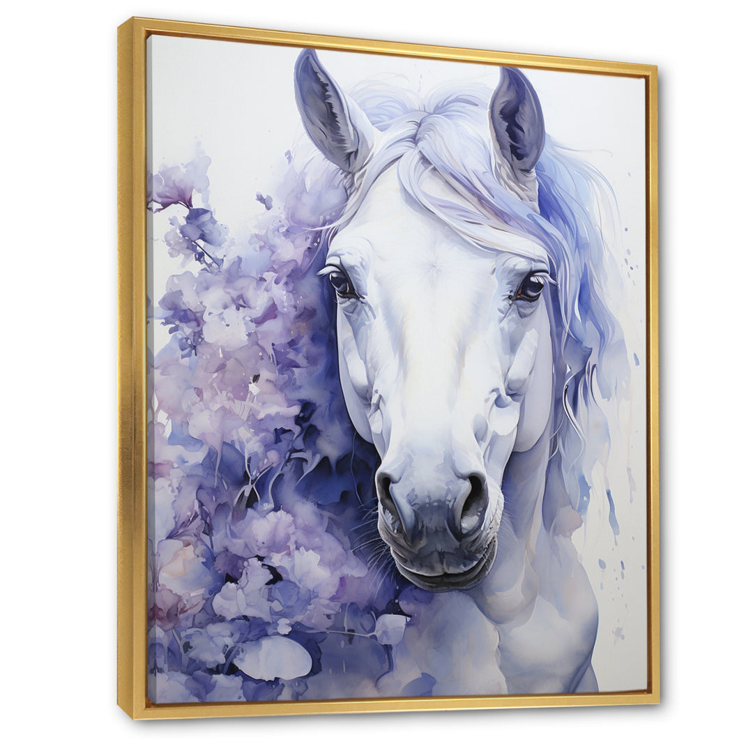 Purple White Horse Contours Pointillism - Horse Wall Art Prints
