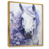 Purple White Horse Contours Pointillism - Horse Wall Art Prints