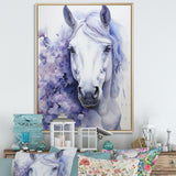 Purple White Horse Contours Pointillism - Horse Wall Art Prints