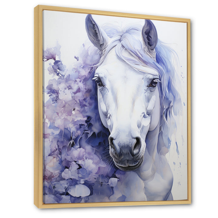 Purple White Horse Contours Pointillism - Horse Wall Art Prints