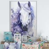 Purple White Horse Contours Pointillism - Horse Wall Art Prints