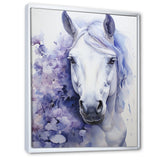 Purple White Horse Contours Pointillism - Horse Wall Art Prints