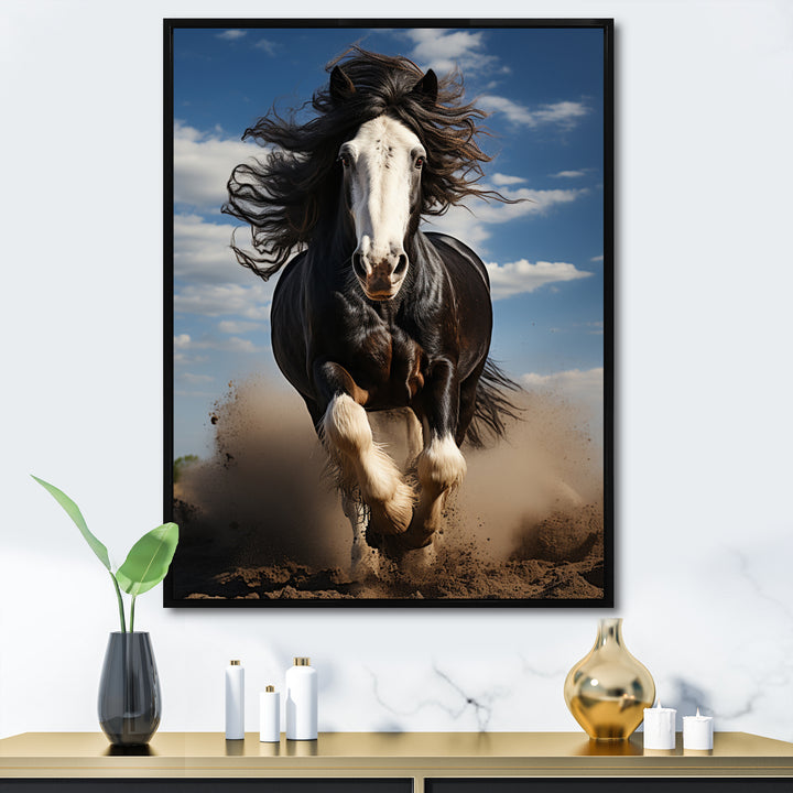 Black White Horse Stallions Strength - Horse Home Decor Art