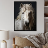 White Horse Subdued Tones - Horse Living Room Wall Art