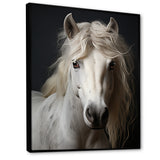 White Horse Subdued Tones - Horse Living Room Wall Art