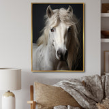 White Horse Subdued Tones - Horse Living Room Wall Art