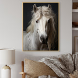 White Horse Subdued Tones - Horse Living Room Wall Art