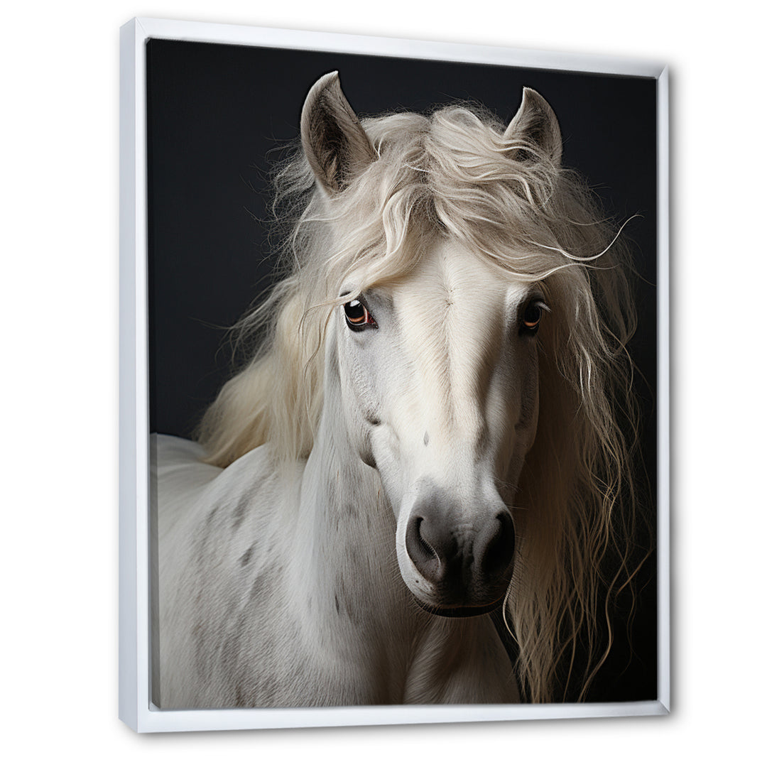 White Horse Subdued Tones - Horse Living Room Wall Art