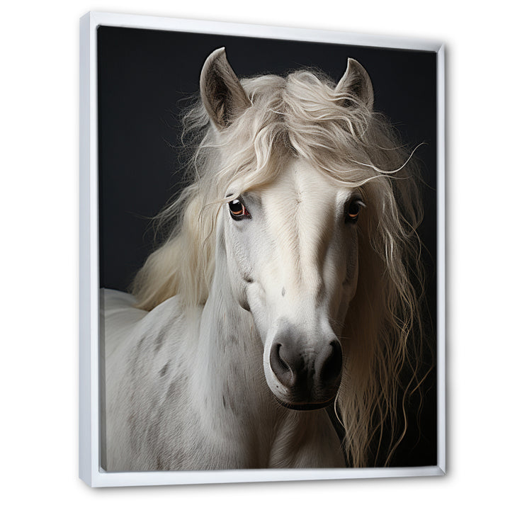 White Horse Subdued Tones - Horse Living Room Wall Art