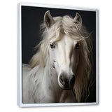 White Horse Subdued Tones - Horse Living Room Wall Art