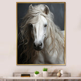 White Horse Subtle Whispers - Horse Canvas Wall Art