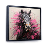 Black Pink Horse Vibrant Equine Pointillism - Horse Wall Decor