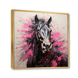 Black Pink Horse Vibrant Equine Pointillism - Horse Wall Decor