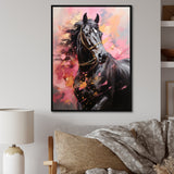 Pink Black Horse Vibrant Pink Equine - Pink Horse Wall Art