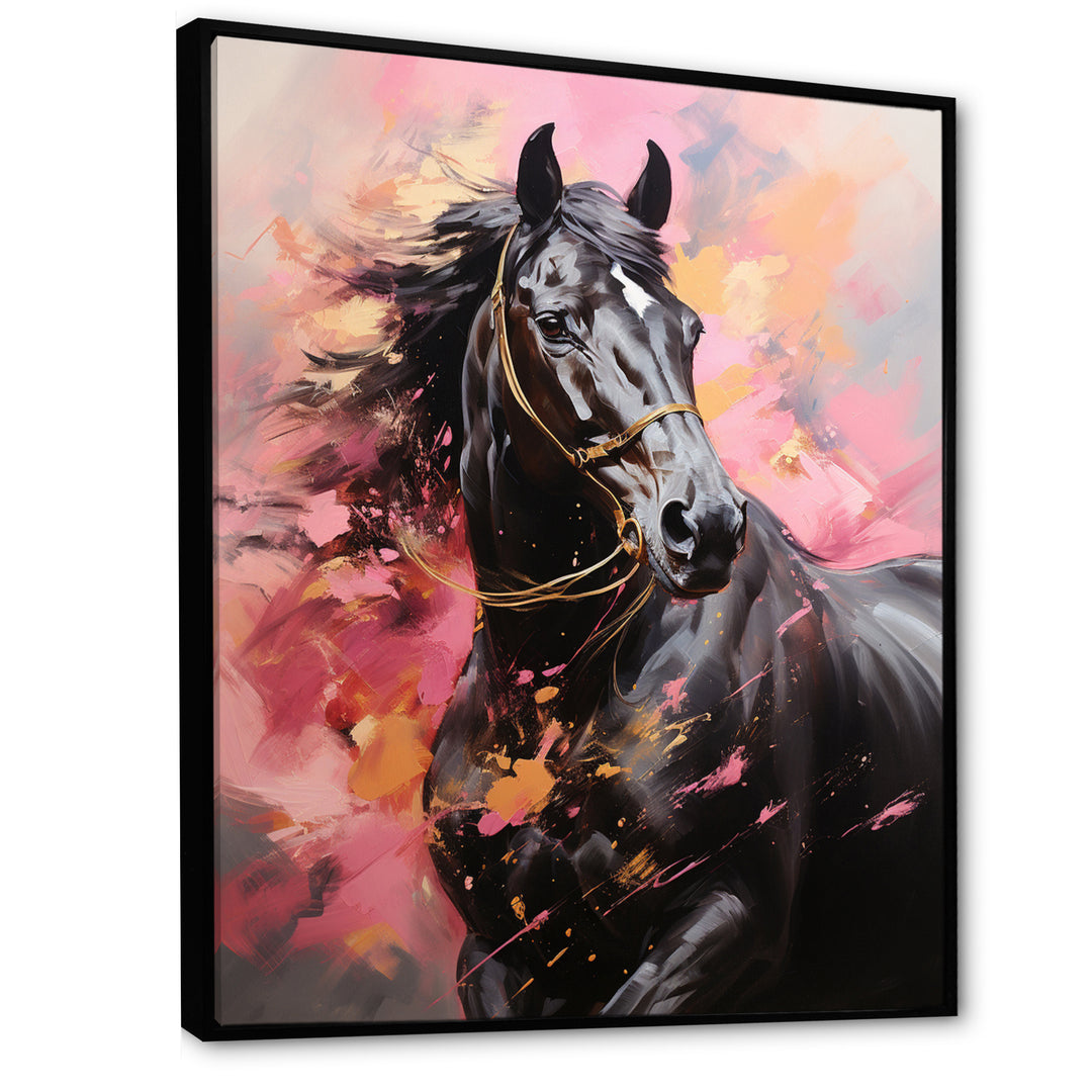 Pink Black Horse Vibrant Pink Equine - Pink Horse Wall Art