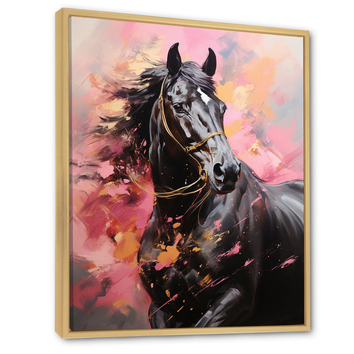 Pink Black Horse Vibrant Pink Equine - Pink Horse Wall Art