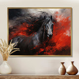 Red Black Horse Vibrant Red Equine I - Animals Canvas Wall Art