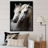White Horse Whispering Whinnies - Horse Large Canvas Wall Art