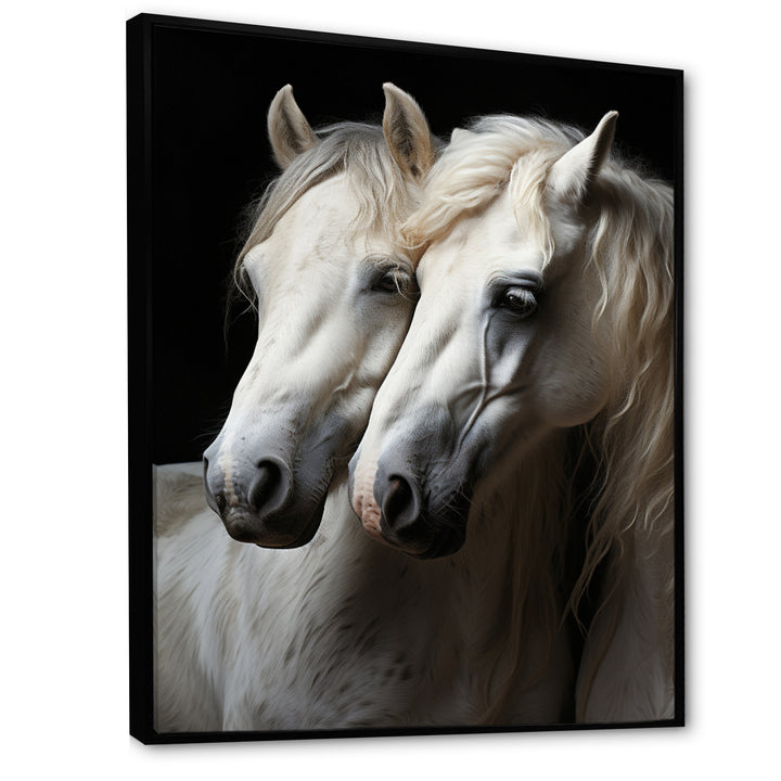 White Horse Whispering Whinnies - Horse Large Canvas Wall Art