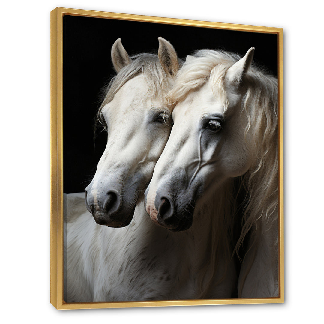White Horse Whispering Whinnies - Horse Large Canvas Wall Art