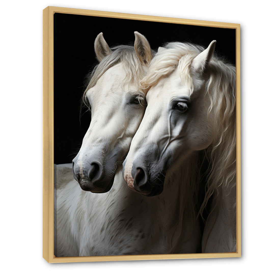 White Horse Whispering Whinnies - Horse Large Canvas Wall Art