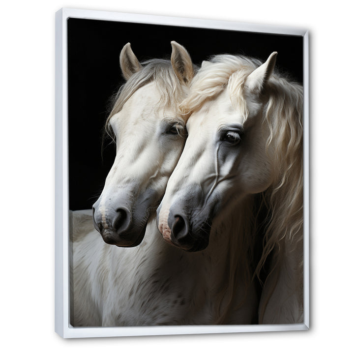 White Horse Whispering Whinnies - Horse Large Canvas Wall Art