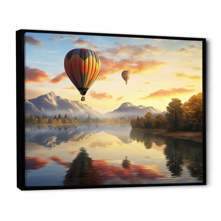 Yellow Hot Air Ballon Atmospheric - Hot Air Balloon Canvas Wall Art