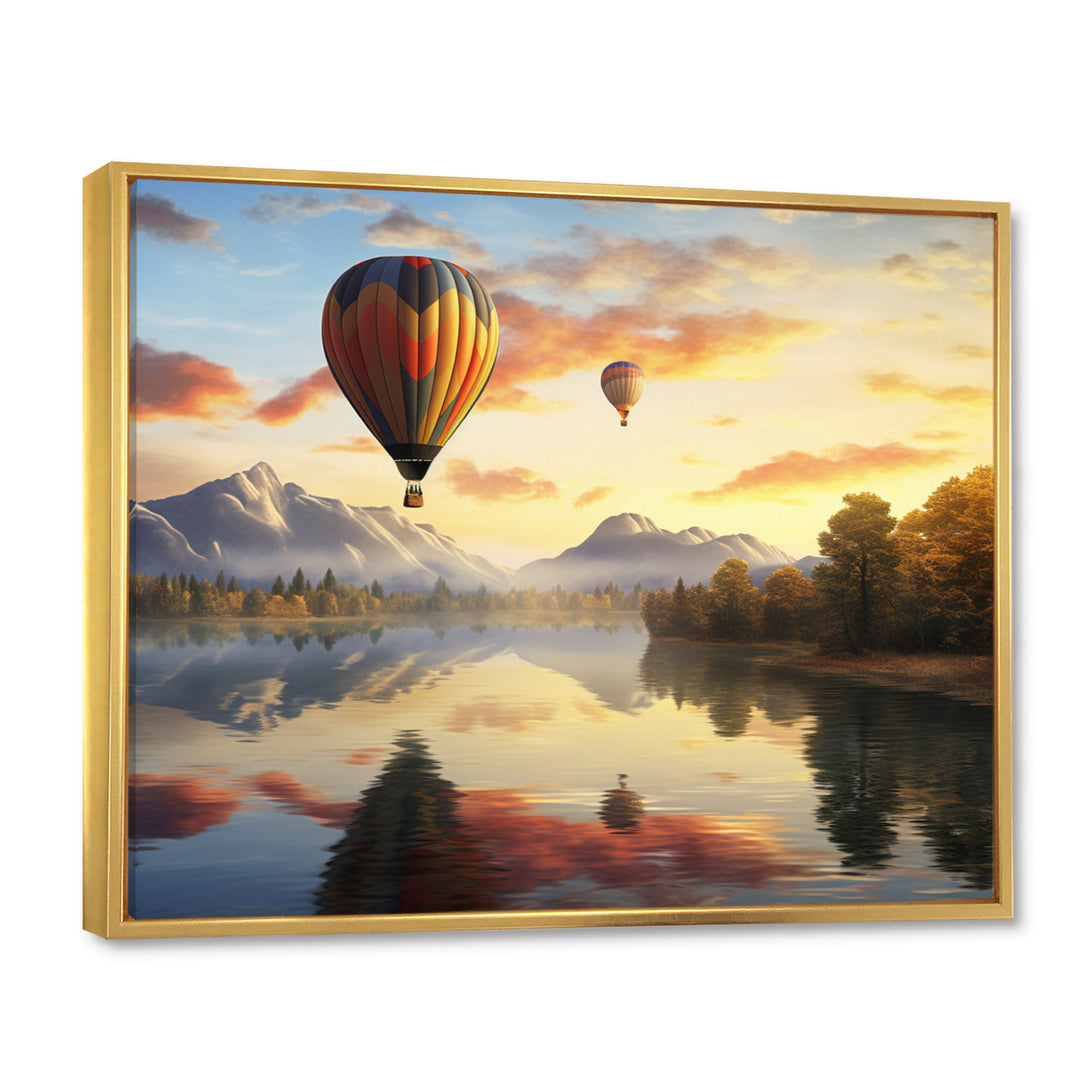 Yellow Hot Air Ballon Atmospheric - Hot Air Balloon Canvas Wall Art