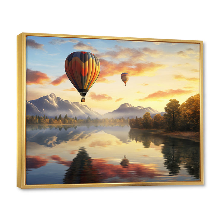Yellow Hot Air Ballon Atmospheric - Hot Air Balloon Canvas Wall Art