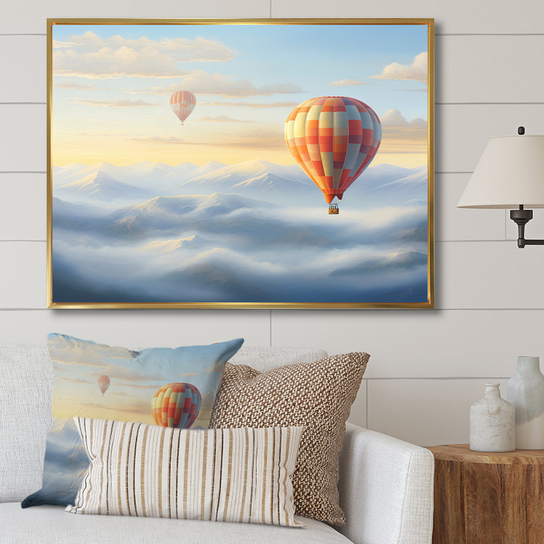 Orange Hot Air Ballon Horizon I - Hot Air Balloon Canvas Wall Art