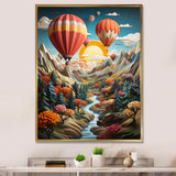 Orange Hot Air Ballon Collage I - Hot Air Balloon Canvas Wall Art