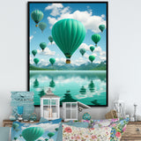 Teal Hot Air Ballons Collage - Hot Air Balloon Canvas Wall Art