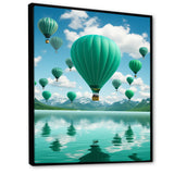 Teal Hot Air Ballons Collage - Hot Air Balloon Canvas Wall Art